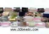 CTB949 15 inches 13*25mm - 14*19mm faceted tube mixed gemstone beads