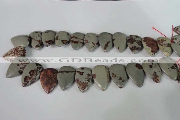 CTD11 Top drilled 22*30mm flat teardrop red artistic jasper beads