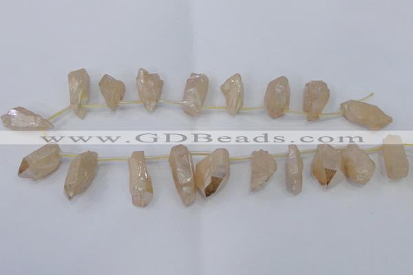 CTD1123 Top drilled 10*22mm - 12*30mm nuggets plated quartz beads