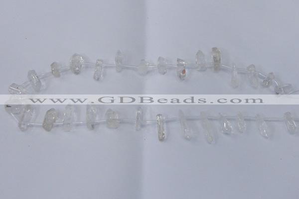 CTD1140 Top drilled 5*12mm - 6*18mm nuggets white crystal beads