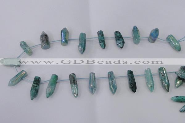 CTD1146 Top drilled 8*20mm - 10*30mm sticks plated quartz beads