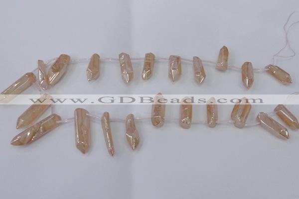 CTD1149 Top drilled 8*20mm - 10*30mm sticks plated quartz beads