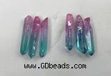 CTD1224 Top drilled 7*30mm - 9*45mm sticks plated quartz beads