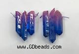 CTD1226 Top drilled 7*30mm - 9*45mm sticks plated quartz beads