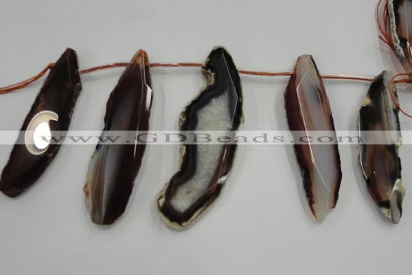 CTD1538 Top drilled 20*65mm - 30*75mm freeform agate slab beads