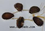 CTD1576 30*45mm - 35*50mm freeform agate beads with brass setting