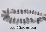 CTD1594 Top drilled 8*25mm - 9*25mm sticks druzy amethyst beads