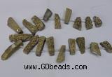 CTD1612 Top drilled 13*25mm - 15*45mm freeform plated druzy quartz beads