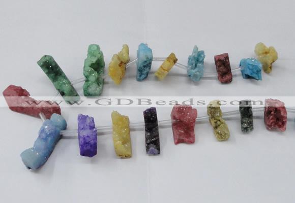 CTD1655 Top drilled 10*20mm - 15*40mm freeform druzy agate beads