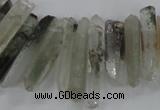 CTD1663 Top drilled 6*18mm - 8*35mm sticks green phantom quartz beads