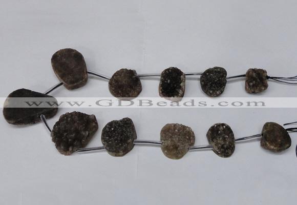 CTD1673 Top drilled 18*25mm - 25*35mm freeform druzy agate beads