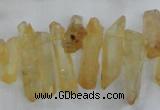 CTD1691 Top drilled 5*15mm - 7*35mm sticks dyed white crystal beads