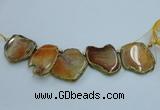 CTD1738 Top drilled 25*35mm - 35*50mm freeform agate slab beads