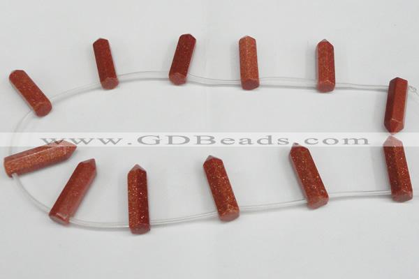 CTD1804 Top drilled 10*30mm - 10*32mm sticks goldstone beads