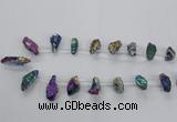 CTD1938 Top drilled 12*20mm - 25*35mm nuggets plated amethyst beads