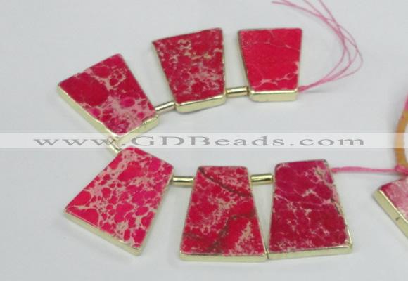 CTD1952 Top drilled 30*40mm - 35*45mm trapezoid sea sediment jasper beads