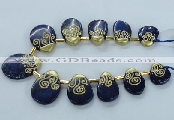 CTD1963 Top drilled 20*25mm - 25*35mm freeform lapis lazuli beads