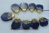 CTD1965 Top drilled 25*35mm - 35*45mm freeform lapis lazuli beads