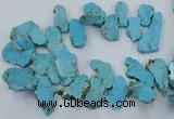 CTD2012 Top drilled 20*25mm - 30*35mm freeform turquoise beads