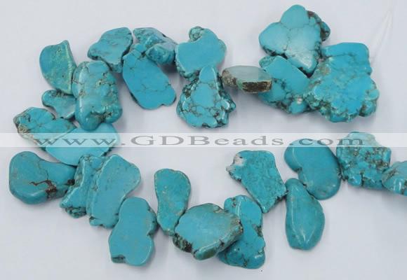 CTD2014 Top drilled 20*25mm - 30*35mm freeform turquoise beads