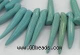 CTD2037 Top drilled 5*15mm - 6*40mm sticks turquoise beads