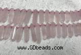 CTD2114 Top drilled 10*25mm - 12*45mm sticks rose quartz beads