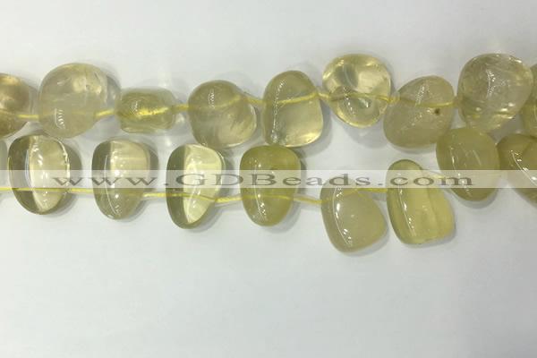 CTD2142 Top drilled 15*25mm - 18*25mm freeform lemon quartz beads