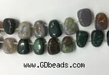 CTD2148 Top drilled 15*25mm - 18*25mm freeform Indian agate beads