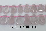 CTD2271 Top drilled 16*28mm - 20*30mm faceted freeform rose quartz beads