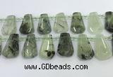 CTD2273 16*28mm - 20*30mm faceted freeform green rutilated quartz beads