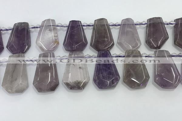 CTD2356 Top drilled 16*18mm - 20*30mm faceted freeform amethyst beads