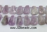 CTD2369 Top drilled 16*18mm - 20*30mm faceted freeform kunzite beads