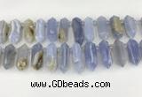 CTD2390 Top drilled 13*30mm - 14*42mm sticks blue chalcedony beads