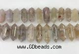 CTD2391 Top drilled 13*30mm - 14*42mm sticks sakura agate beads