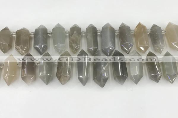 CTD2393 Top drilled 13*30mm - 14*42mm sticks moonstone beads