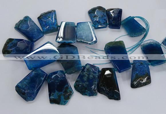 CTD2559 Top drilled 20*35mm - 30*45mm freeform agate gemstone beads