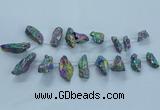 CTD2633 Top drilled 10*25mm - 20*45mm nuggets plated druzy quartz beads