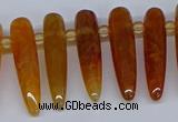 CTD2724 Top drilled 8*35mm bullet agate gemstone beads wholesale