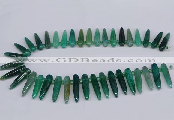 CTD2728 Top drilled 8*35mm bullet agate gemstone beads wholesale