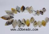 CTD2735 Top drilled 15*30mm - 25*50mm marquise montana agate beads