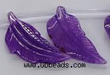 CTD2773 Top drilled 20*45mm - 25*55mm carved leaf agate beads