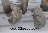 CTD2841 Top drilled 15*20mm - 18*40mm freeform plated druzy agate beads