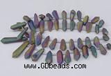 CTD2855 Top drilled 10*20mm - 15*50mm sticks plated quartz beads