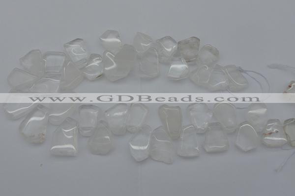 CTD300 Top drilled 15*20mm - 20*25mm freeform white crystal beads