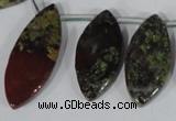 CTD33 Top drilled 10*24mm – 17*40mm marquise dragon blood jasper beads