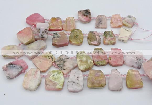 CTD339 Top drilled 15*20mm - 25*30mm freeform pink opal beads