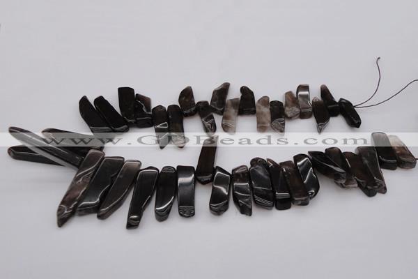 CTD350 Top drilled 10*28mm - 10*50mm wand smoky quartz beads