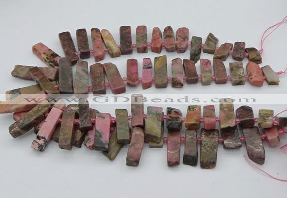 CTD3502 Top drilled 10*25mm - 10*45mm sticks rhodochrosite beads