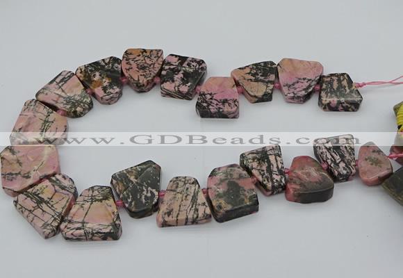 CTD3508 Top drilled 15*20mm - 25*30mm freeform rhodonite beads