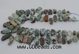 CTD3515 Top drilled 8*15mm - 12*35mm sticks larimar beads